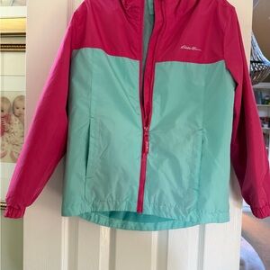 Eddie Bauer kids Waterproof lightweight Windbreaker Jacket - Pink & Aqua